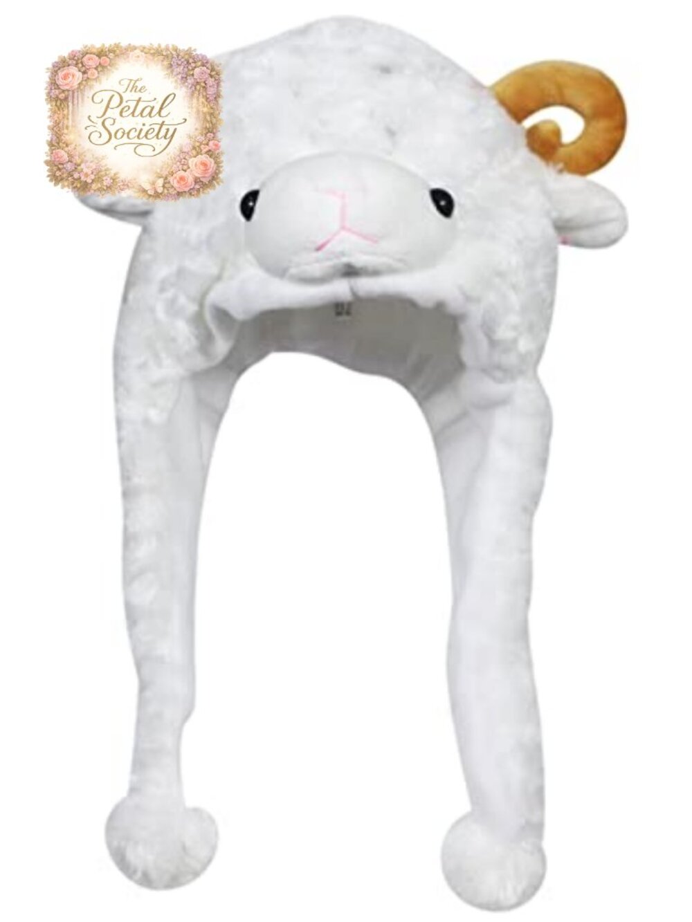 Plush Animal Winter Hat Fun Ski Cap with Detailed Face Long Ear Straps Pom Poms